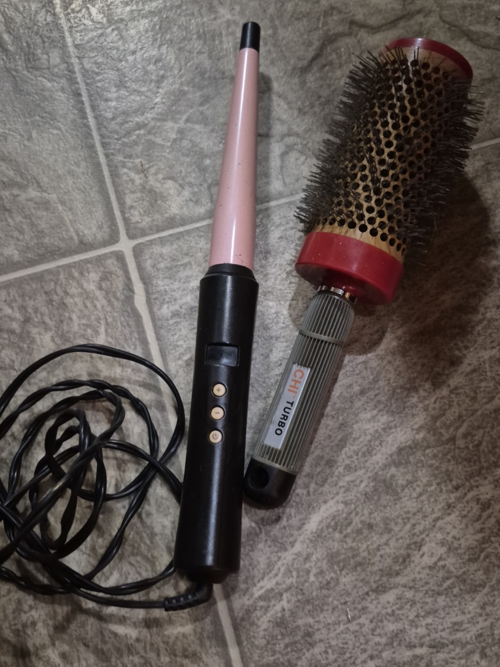 Pink Barrel Curling Wand - Pink and Black Hair Styling Tool